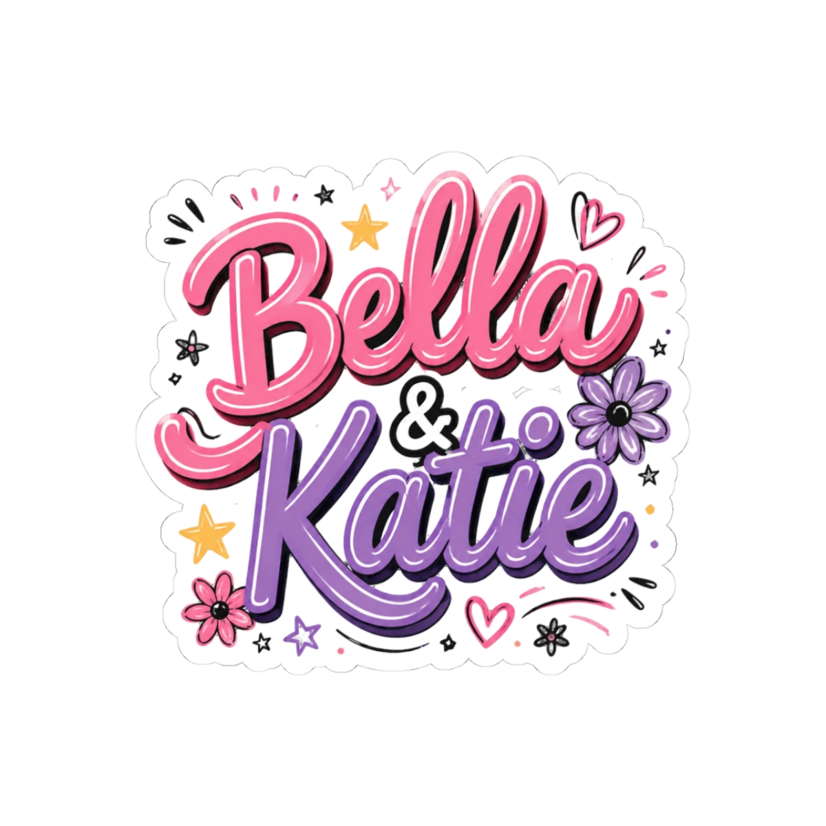 Bella and Katie Playful Script Sticker - Official stickers merchandise